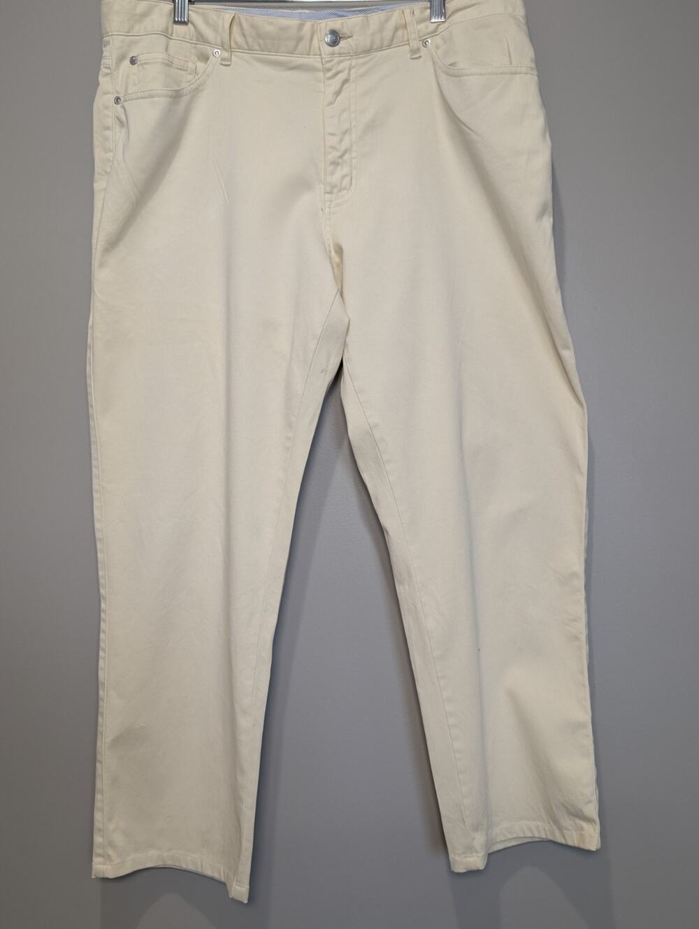 Peter Millar Pants Mens 36x26.5 Cream Beige Chino Canvas Five Pocket Shrunk Golf